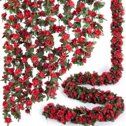 250CM Rose Artificial Flowers Vine Fake Flowers for Home Room Decor Wedding Marriage Decoration Garden Outdoor Rattan Ornament