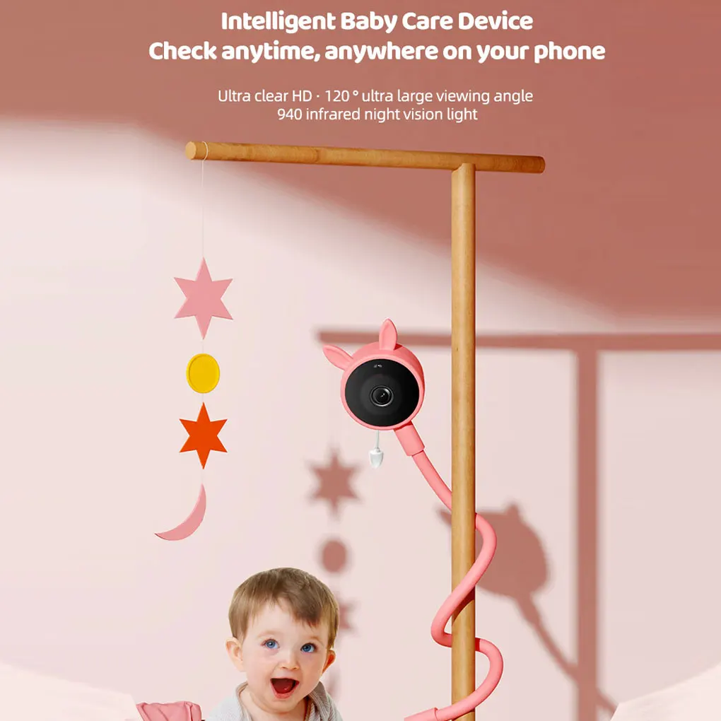 

1080P Tuya Обнаружение плача Беспроводная радионяня Дисплей температуры Напоминание о кормлении Няня Камера Домофон Детская камера ﻿