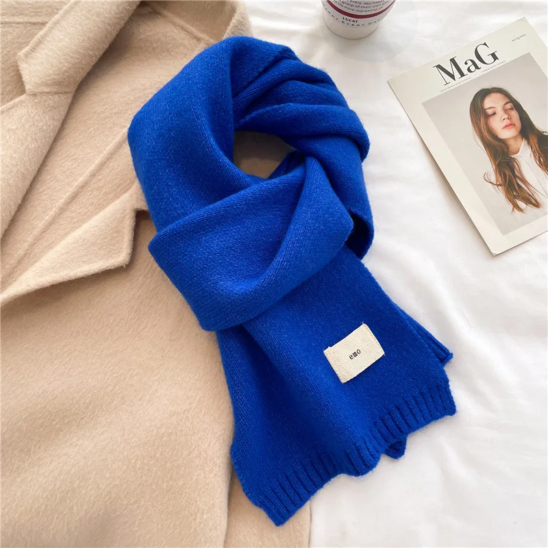 Korean Women Cashmere Scarves Lady Winter Thicken Warm Soft Pashmina Shawls Wraps Female Pure Color Knitted Long Scarf for Women