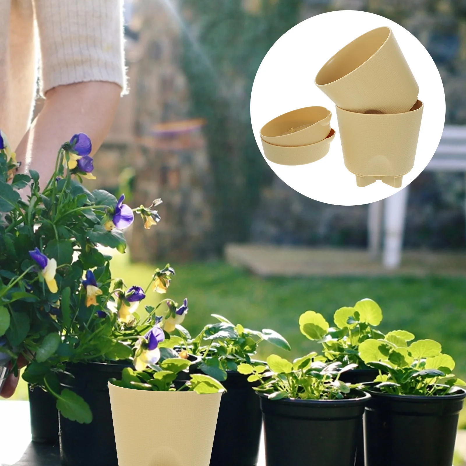 

1Set Self Watering Flower Pots with Water Absorption Design for Indoor Outdoor Plants Automatic Planter for Home Garden Decor