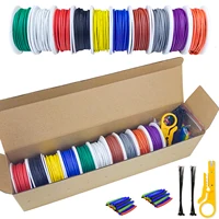 Cable eléctrico de silicona de calibre 16-18-20-22-24-26-28-30, 10 colores en uno, Kit de cables de conexión de cobre estañado trenzado de 22 AWG con herramientas