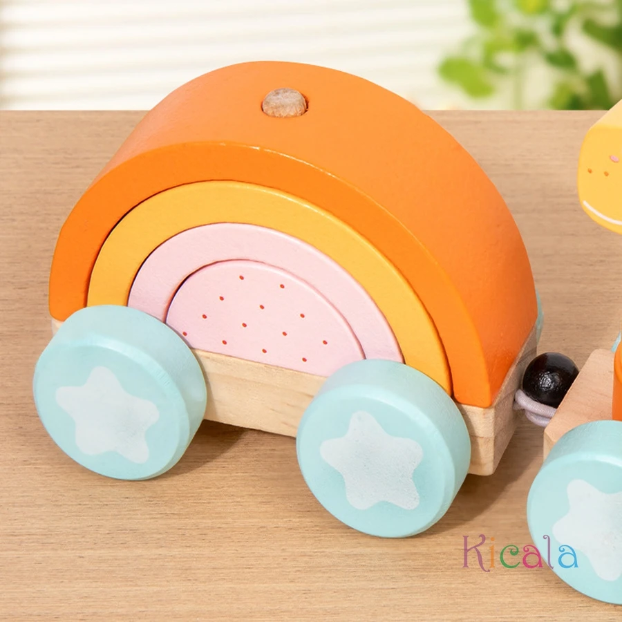 Houten trein Dierenspeelgoed Montessori-speelgoed Educatief babyspeelgoed Kleurvorm Bijpassende houten trolley Babyleerspeelgoed Nummer Hout