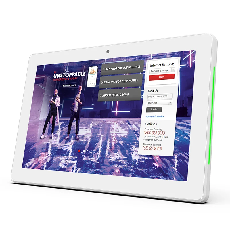 10 Inch Android 8.1 11 POE Tablet PC Wall Mounted Meeting Room Booking Scheduler NFC with LED Light Bar 4G Optional