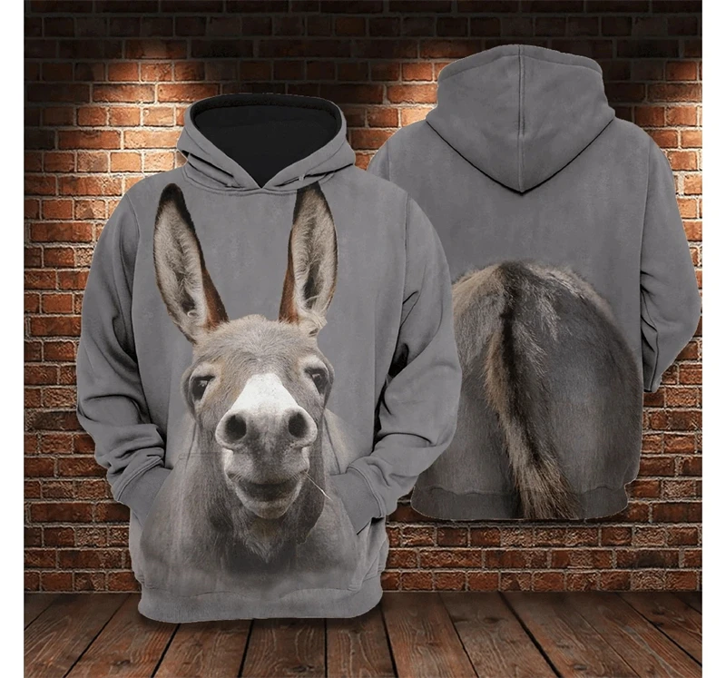 

Newest Animal Donkey 3D Printed Man Women Fashion Y2K Hoodie Oversized Streetwear Pullovers Hooded Sweatshirts Kids Clothing