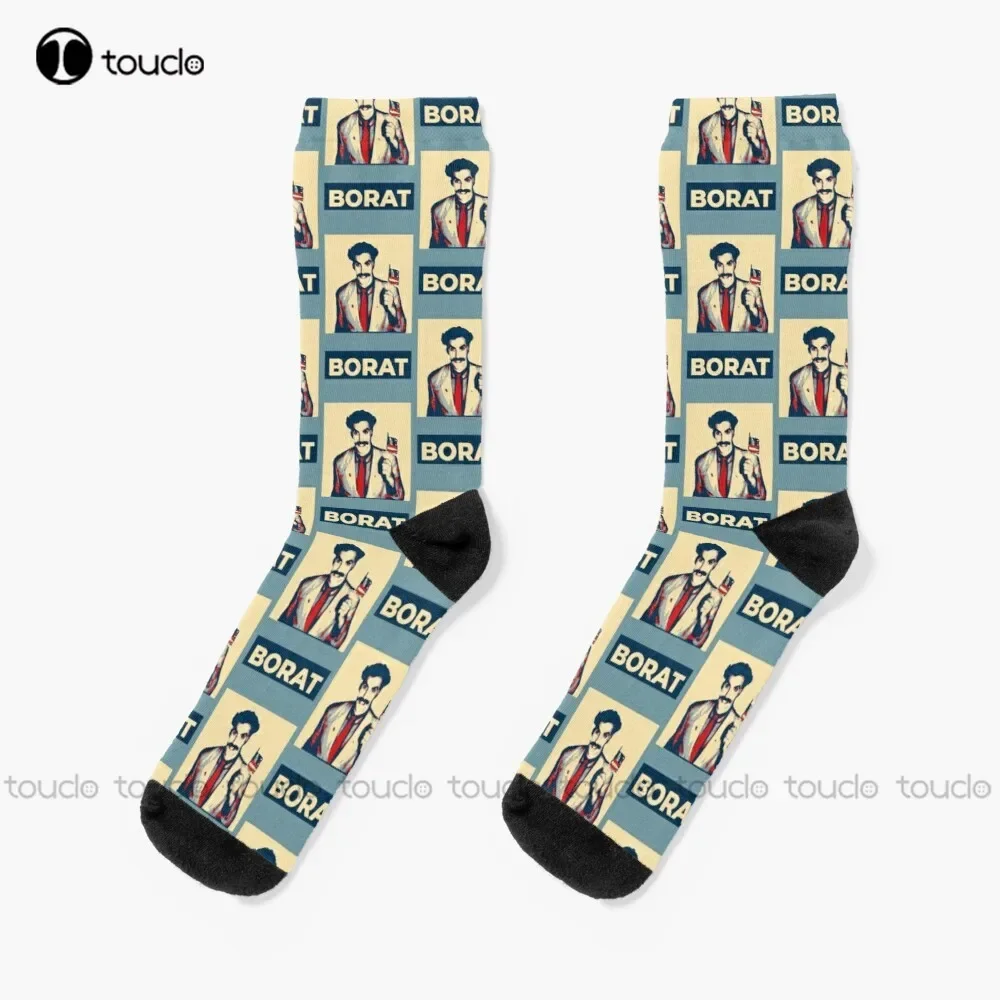 

New Borat For President Socks Navy Baseball Socks Personalized Custom Unisex Adult Popularity Holiday Gifts Teen Socks
