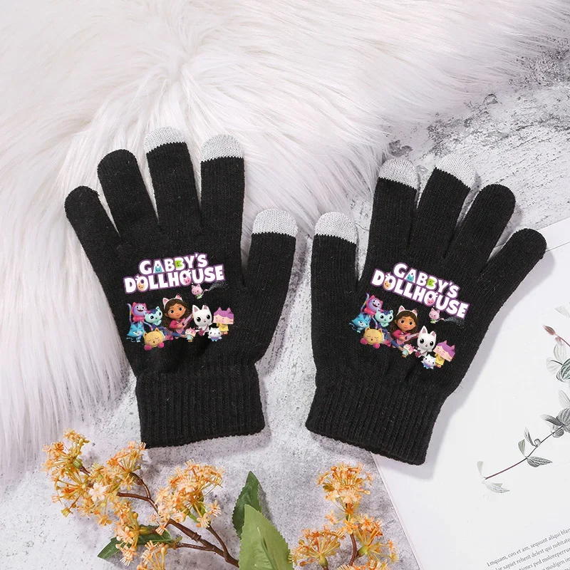 Gabby Dollhouse Winter Gloves Accessories Cartoon Anime Monogram Print Warm Comfortable Glove Halloween Christmas Party Gifts