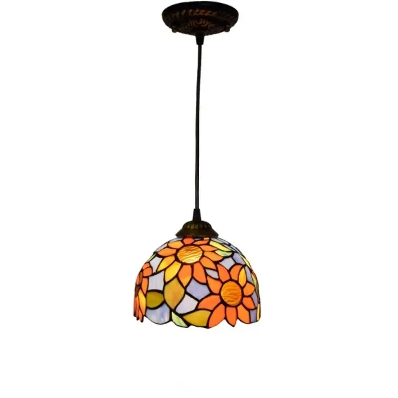 Stained Glass Pendant Lamp Dinning Room Chandeliers Ceiling Hanging Light Bedroom Lighting Fixture Home Luminaria Tiffanydecor