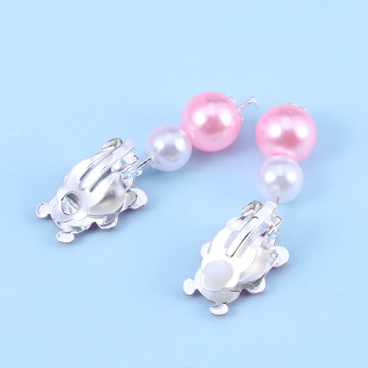 7 Pairs Girls Ear Drops Pearl Hoop Earrings Little Cartton Kids Accessory Clip-on Jewelry