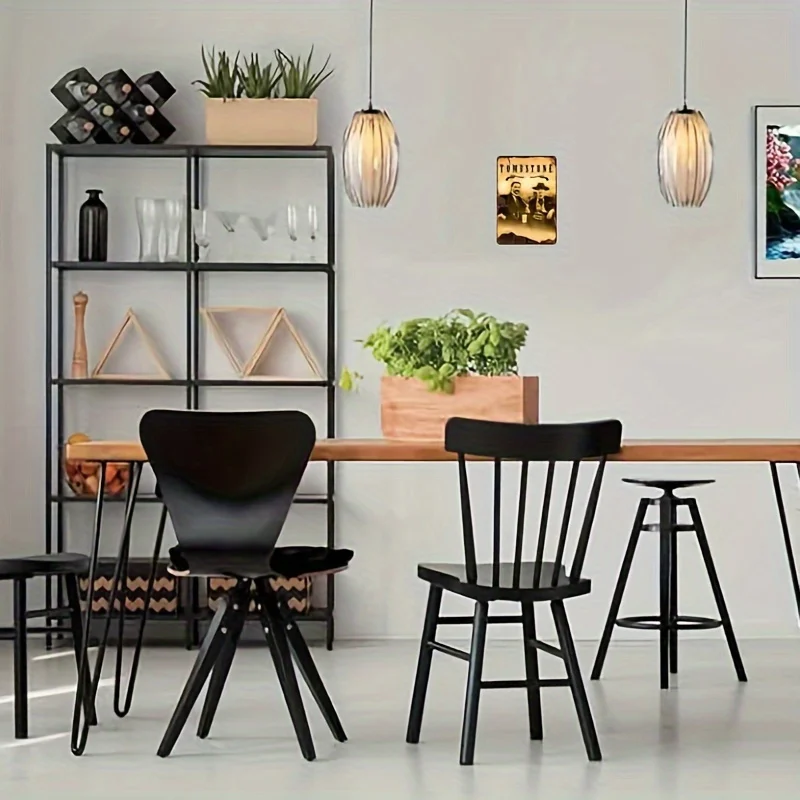 مسطح ثنائي الأبعاد، قطعة واحدة من فن الحائط المعدني للفيلم الغربي العتيق "Tombstone Town 50.62 متر - حديد متين مقاوم للطقس 20.32 × 30.48 سم Rus #4