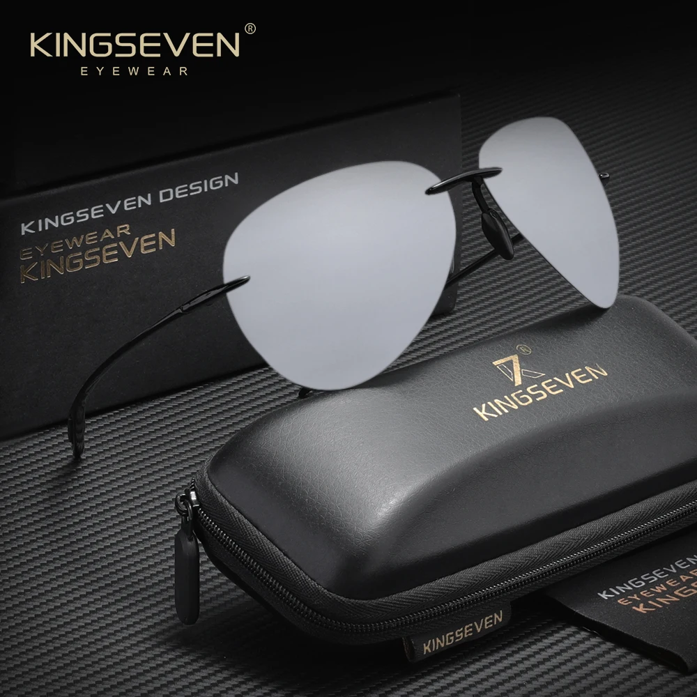 

KINGSEVEN Ultralight Sunglasses Men Women Driving Frameless Pilot Frame Mirror Glasses Polarized Fashion Eyewear Oculos Gafas