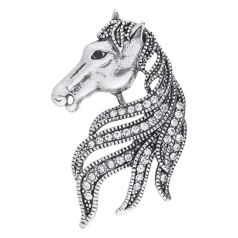 Retro High-grade Crystal Animal Horse Brooch Men\'s Suit Shirt Corsage Lapel Pin Badge Clothing Brooches for Women Accessories