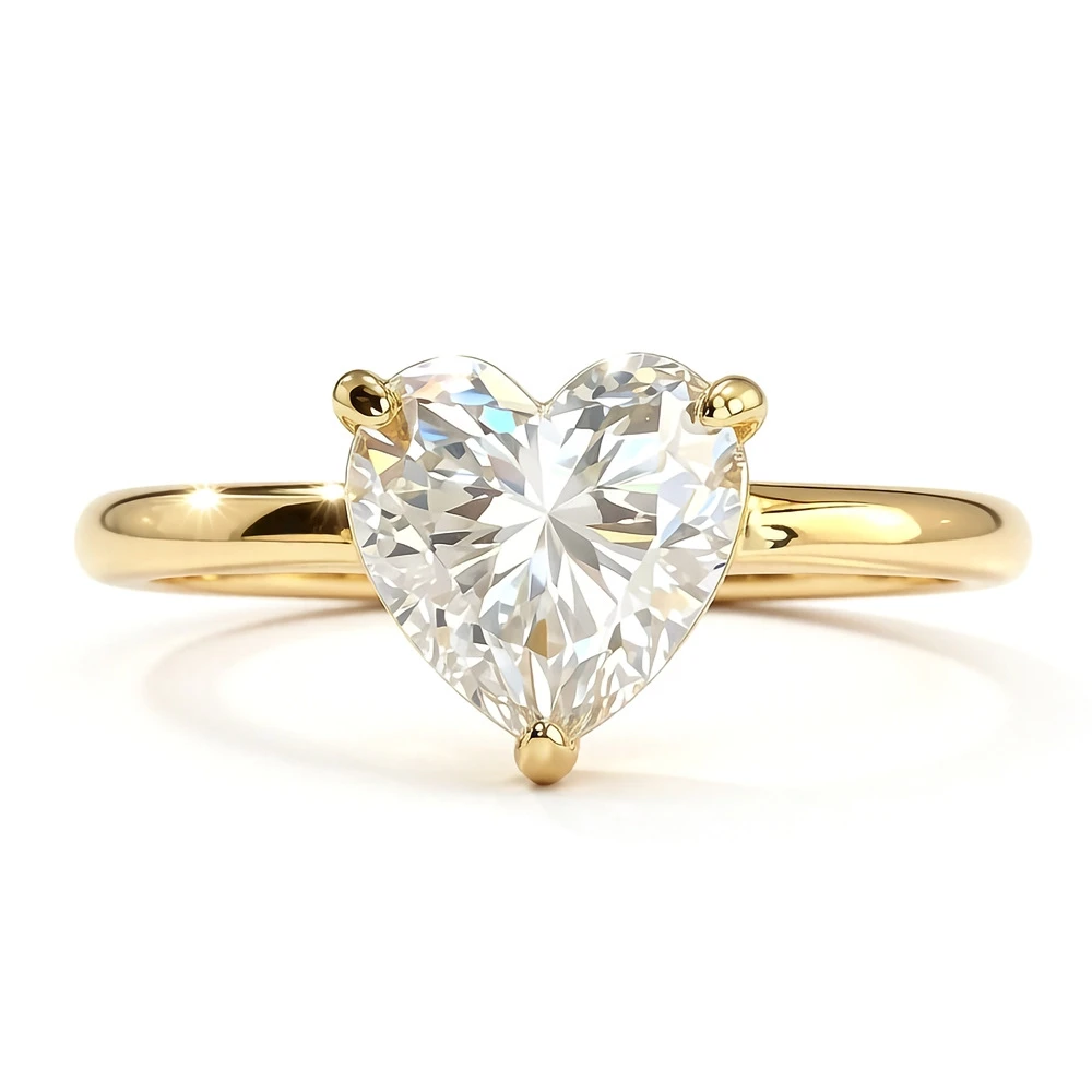 D Color Heart-Shaped 1.2ct Moissanite Ring S925 Sterling Silver 18K Gold Plating Wedding Rings for Woman Party Jewelry Gift