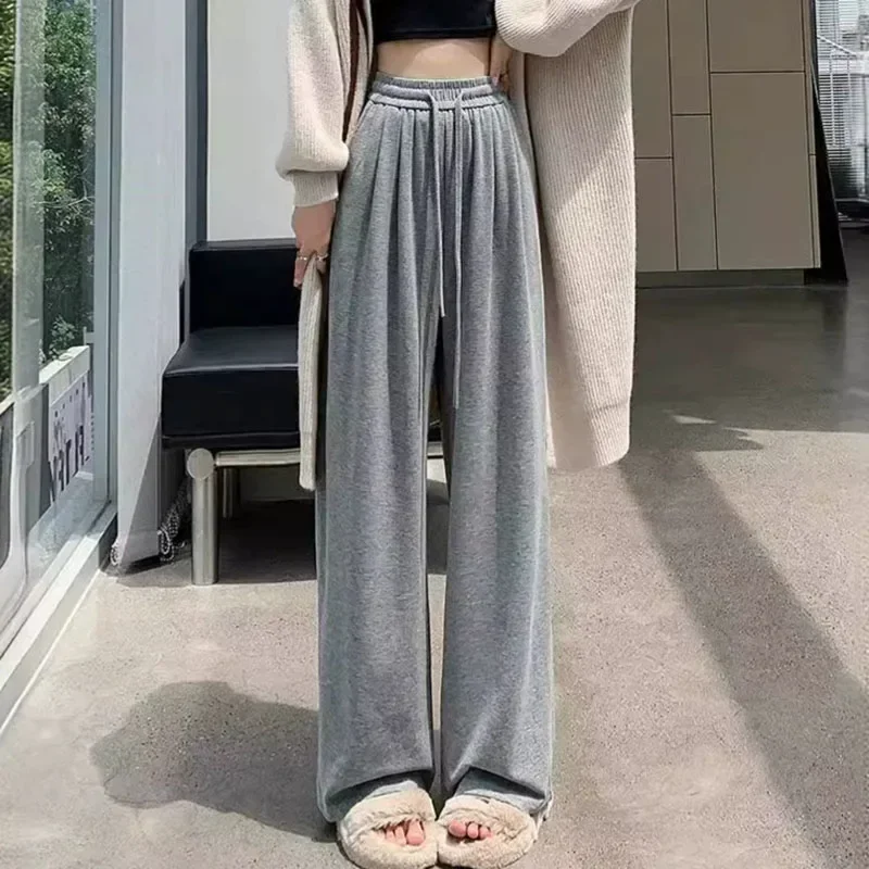 High Waist New Wide Leg Trousers Female Autumn Winter Streetwear Loose Casual Pants Women Korean All-match Drooping Full Pants