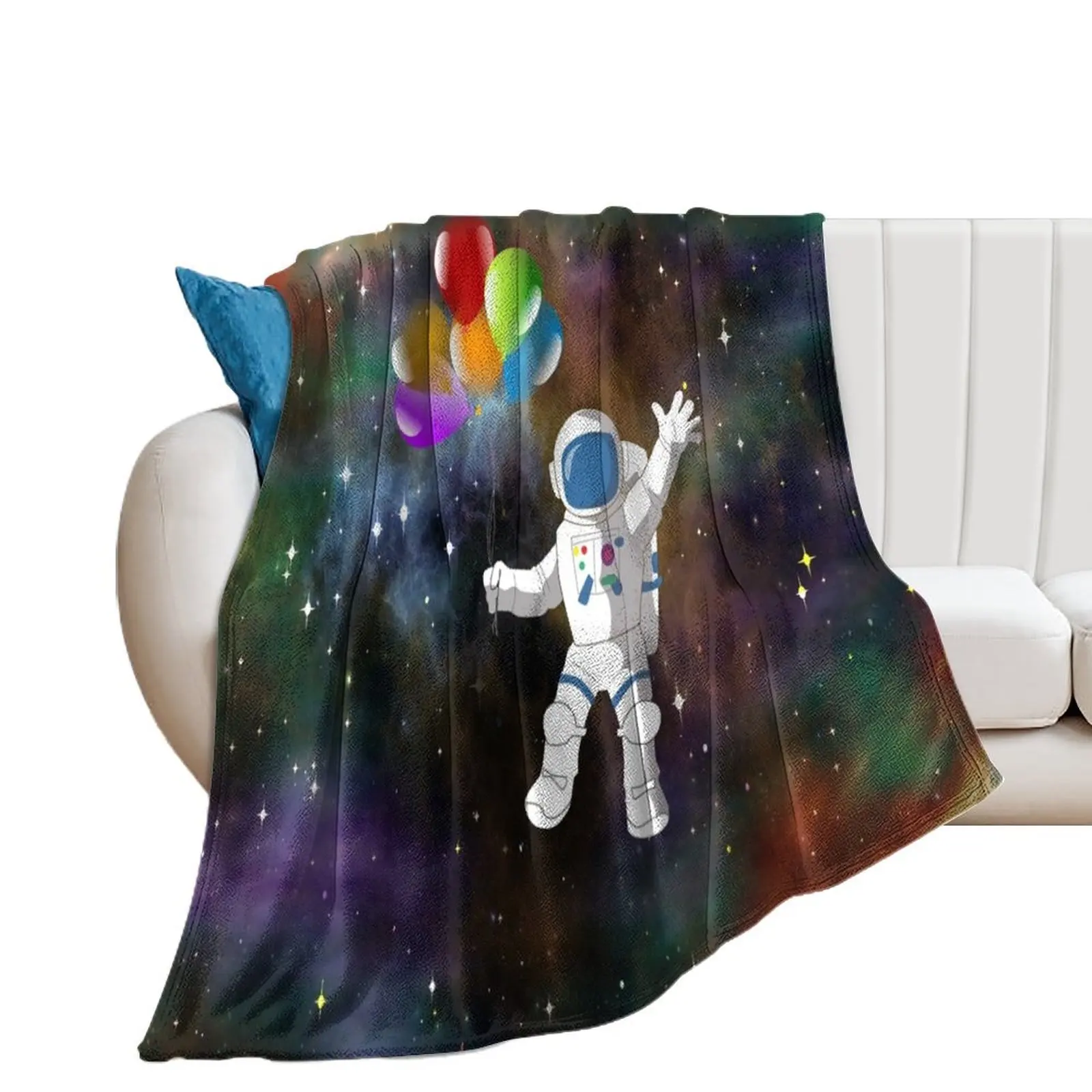 Astronaut with Balloons Throw Blanket Decorative Sofas Thermals For Travel Luxury Blankets