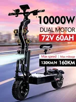 Dual Motor 10000W Top Electric Scooter 14 Inch Oversized Off-Road Tires 72V-60AH Panasonic Brand Battery Max Speed 130KM/H