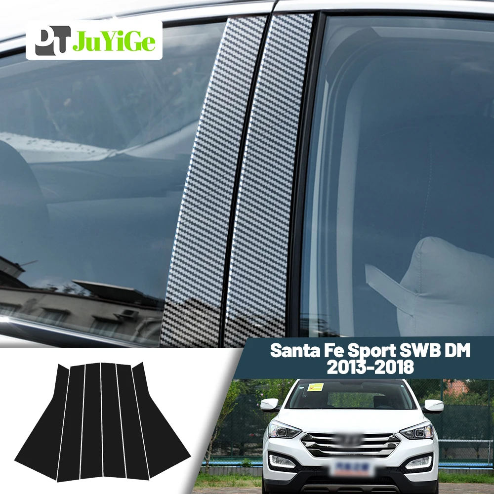 

Glossy Black Carbon Fiber Window Door Deal B C Pillar Post Cover Sticker For Hyundai Santa Fe Sport SWB DM 2013-2018 2014