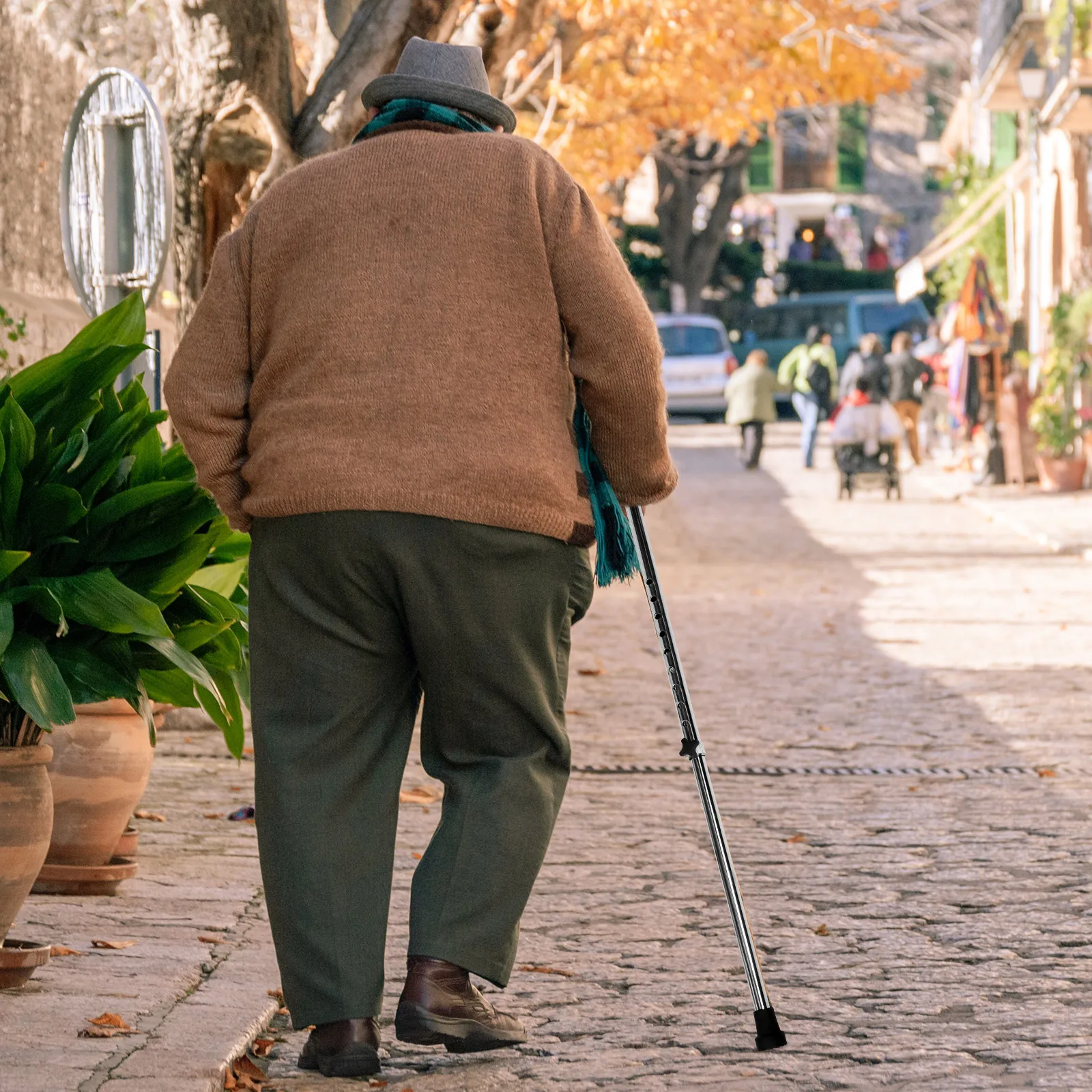 

Adjustable Detachable Walking Stick Elderly Cane Stainless Steel Single Pole Anti Slip Trekking Hiking Camping Supplies