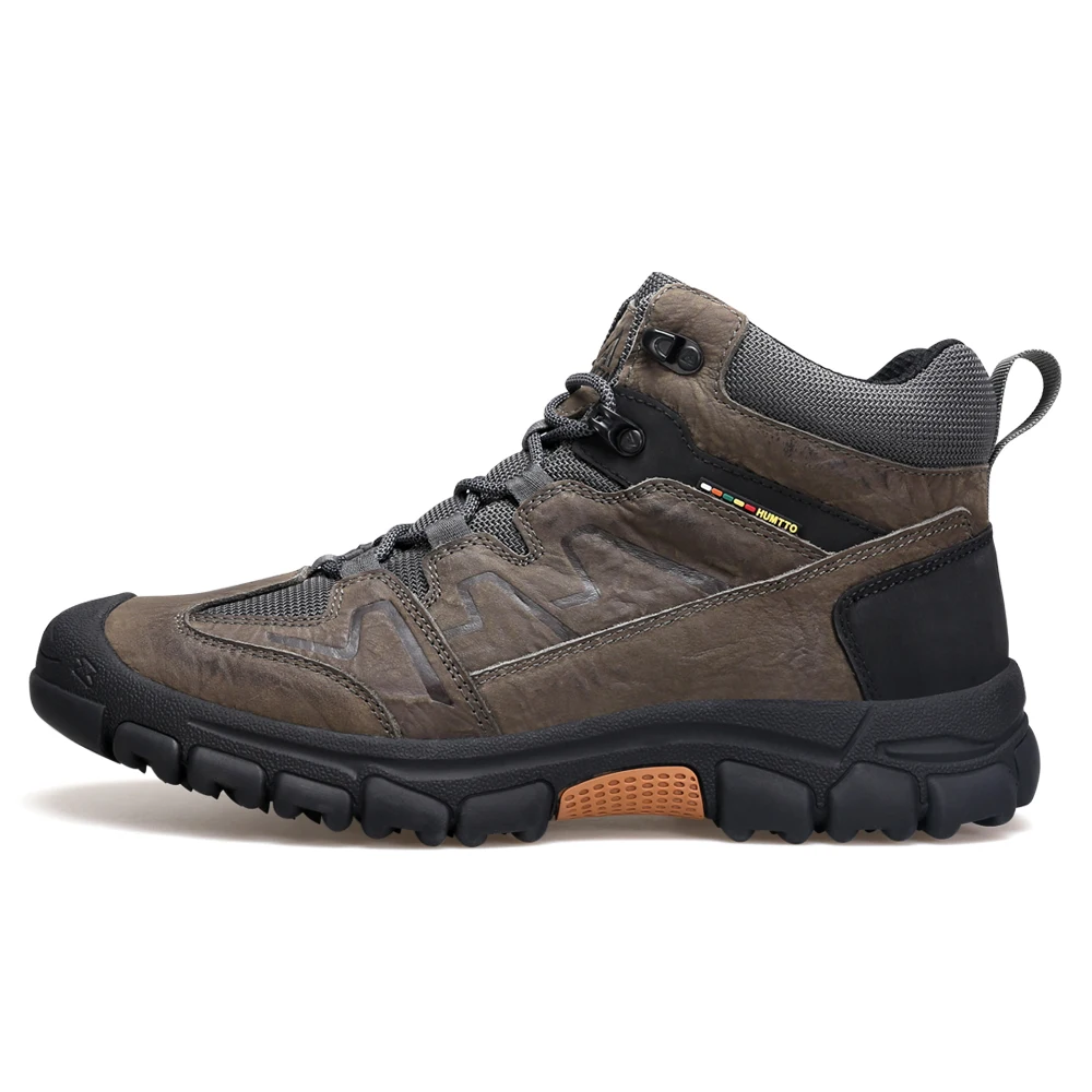 Humtto-Botas masculinas de couro ao ar livre, sapatos de lã quente, tênis trekking, sapatos de escalada, designer de luxo, inverno