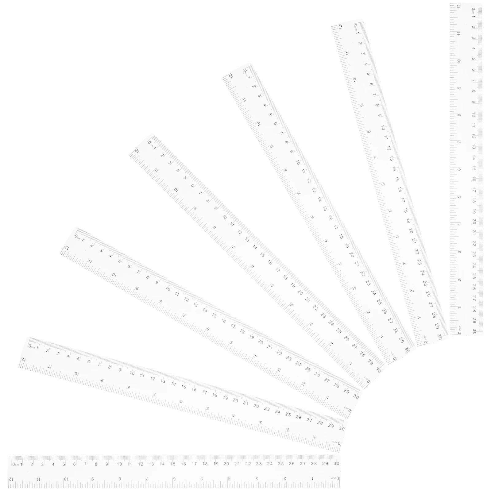 10Pcs Transparent Ruler Set Compact Lightweight ABS Scale for School Student Stationery Drawing Measuring Tool Professional