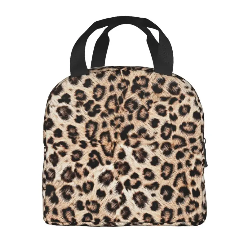 Leopard Print Insulated Lunch Bags for Women Animal Skin Resuable Thermal Cooler Food Lunch Box Work School Travel