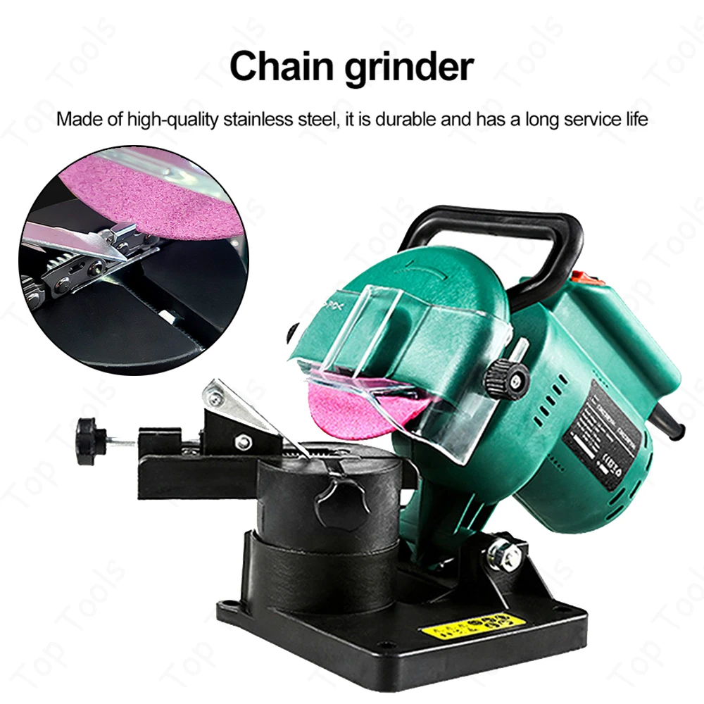 Ângulo ajustável Chain Saw Sharpener Sharpener elétrico Chainsaw Sharpener, Grinder Machine, Ferramentas de jardim, 220W, 100mm, 8500RPM Power