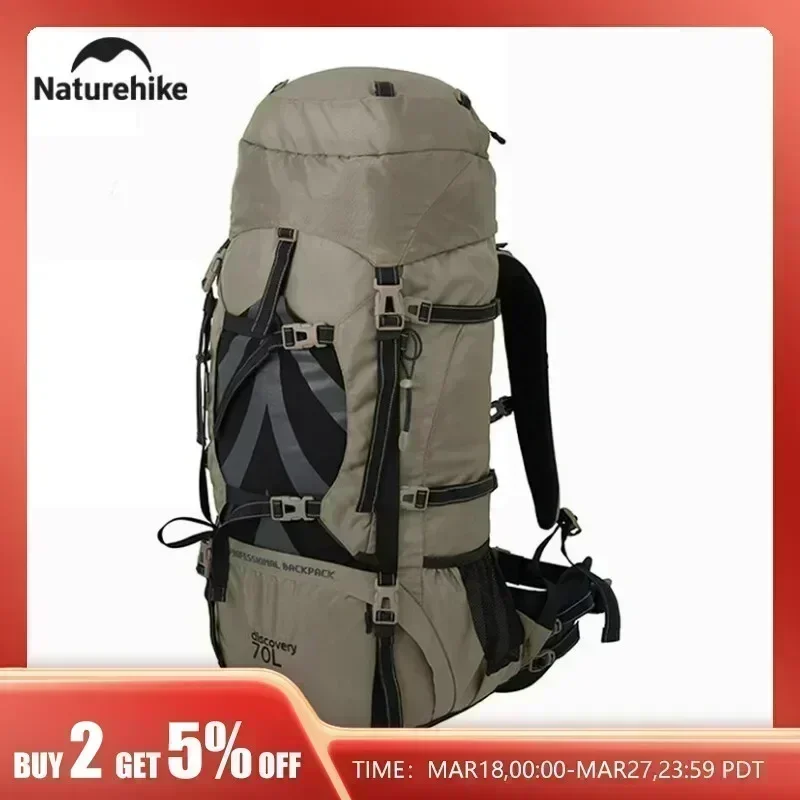 Naturehike Backpack Trekking Tactical 70 Liters Men's Mountaineering Sac A Dos Pliable Waterproof Shoulder Bag Lightweight