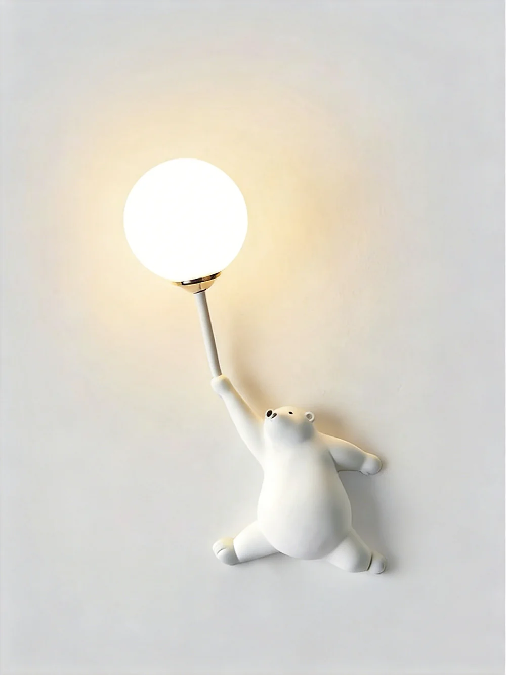 Cute Polar Bear Balloon Wall Lamp G9 LED Resin Wall Sconce Kids Bedroom Nursery Corridor Cartoon Animal Bedside Decor Lighting