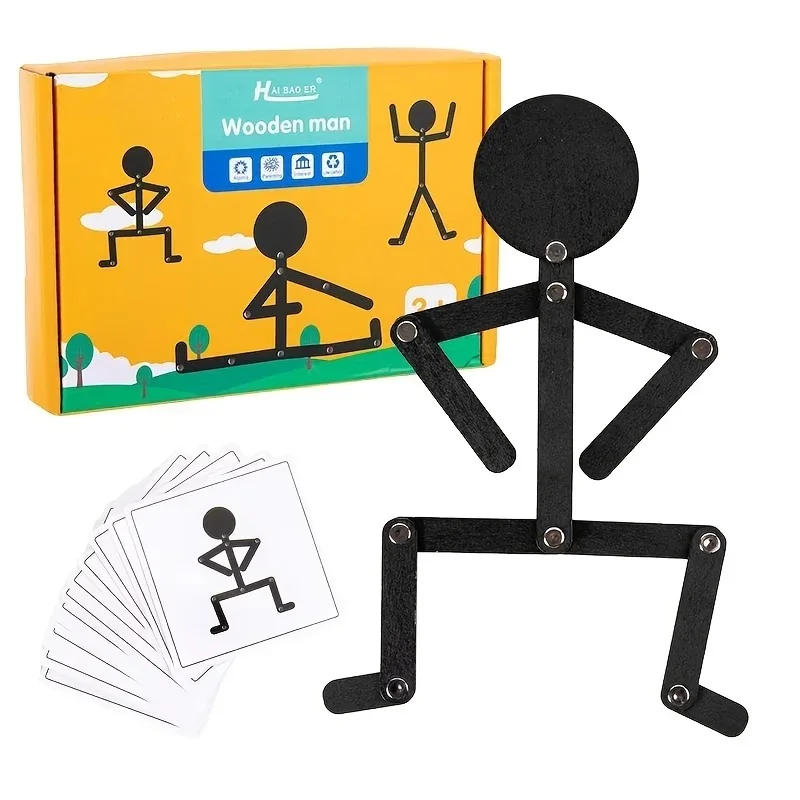 Montessori Wooden Movement Puzzle Toys for Kids – Early Learning Educational Game to Develop Hand-Eye Coordination, Focus, Creat