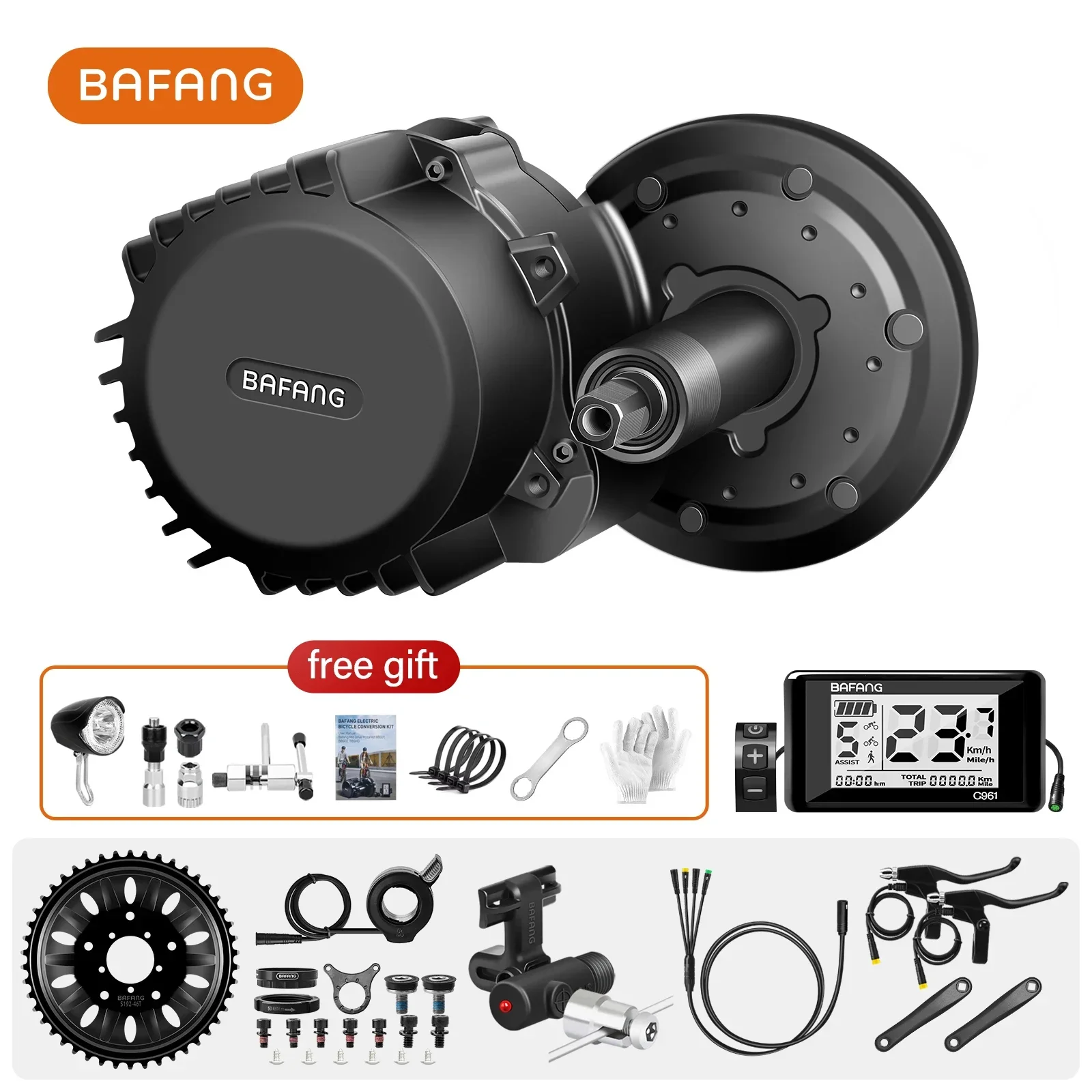 Bafang BBS02B BBS01B BBSHD Mid Drive Motor Kit  250W 500W 750W 1000W 8fun Electric Bike Engine Conversion Kit 68-73mm for EBike