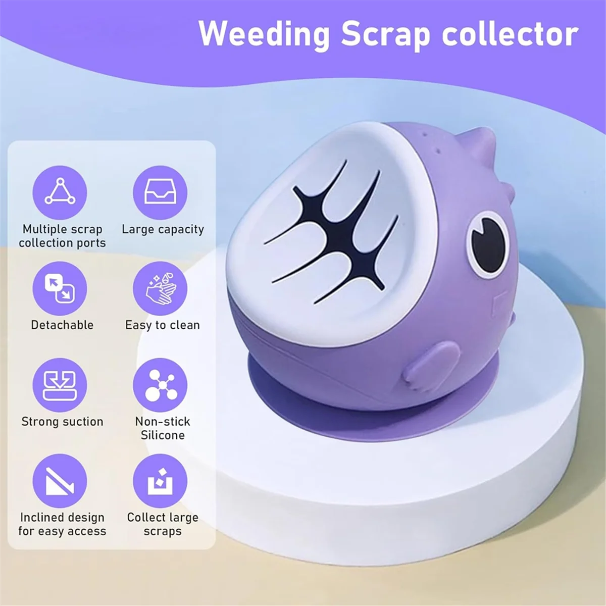 L33A_Detachable Large Capacity Suctioned Vinyl Weeding Scrap Collector,Weeding Vinyl Tool,Vinyl Collection Box Purple