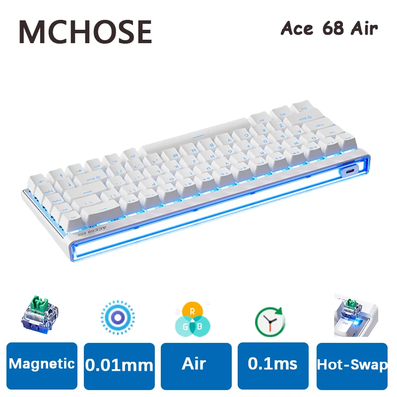 

MCHOSE Ace68 Air HE Magnetic Switch Mechanical Keyboard 0.01mm Trigger Accuracy 0.01ms Wired Esport Gamer Keyboard RGB Light Box