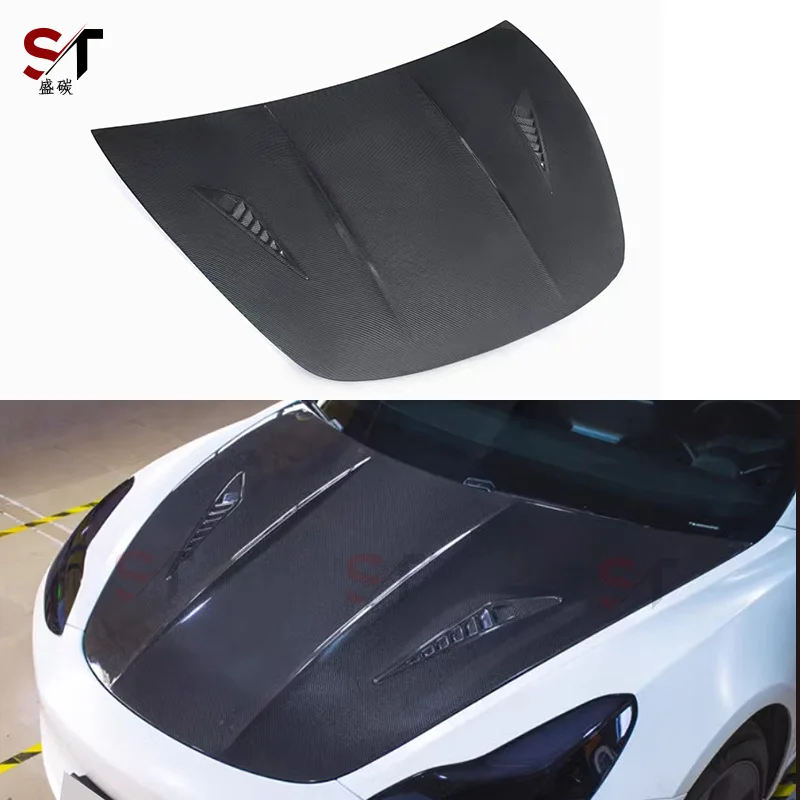 

Подходит для Tesla Model 3, чехол из углеродного волокна, Edamame 3, модифицированный капот автомобиля, передняя крышка, окруженная