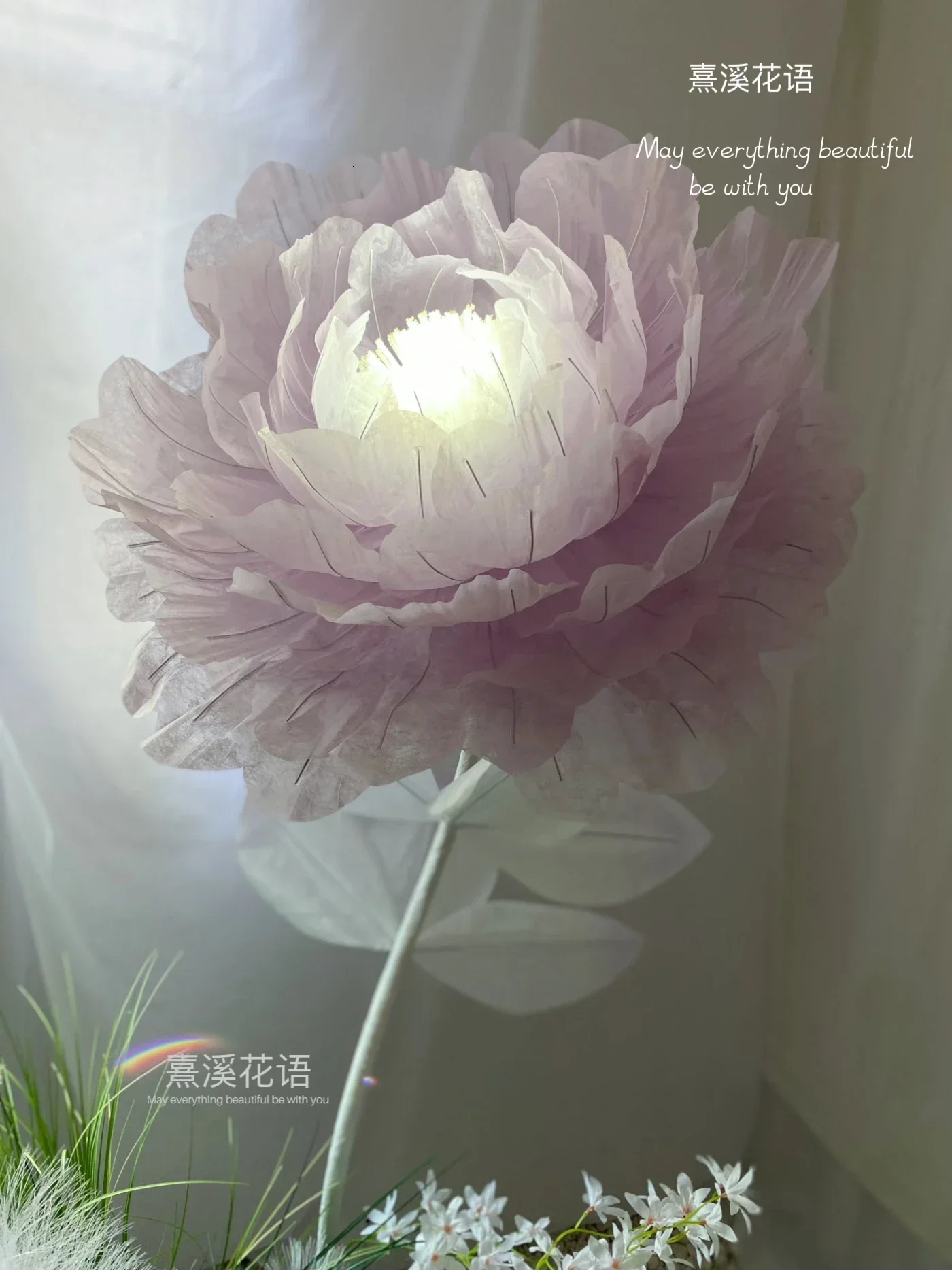 Moving flowers,large-scale automatic opening and closing flowers,dynamic silk peony , manual artificial floor