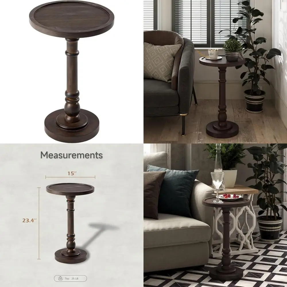 طاولة نهاية بقاعدة صغيرة على الطراز التقليدي مع صينية علوية للشرب والتقديم #1