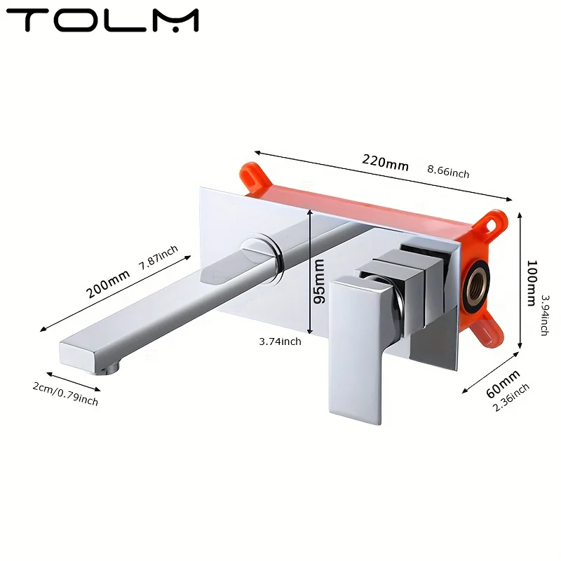 Imagem -06 - Tolm-all Copper Bathtub Faucet Torneira de Água de Parede Cachoeira Quente e Fria Cromo Preto Incorporado Torneira Pia do Banheiro Torneiras Misturadoras