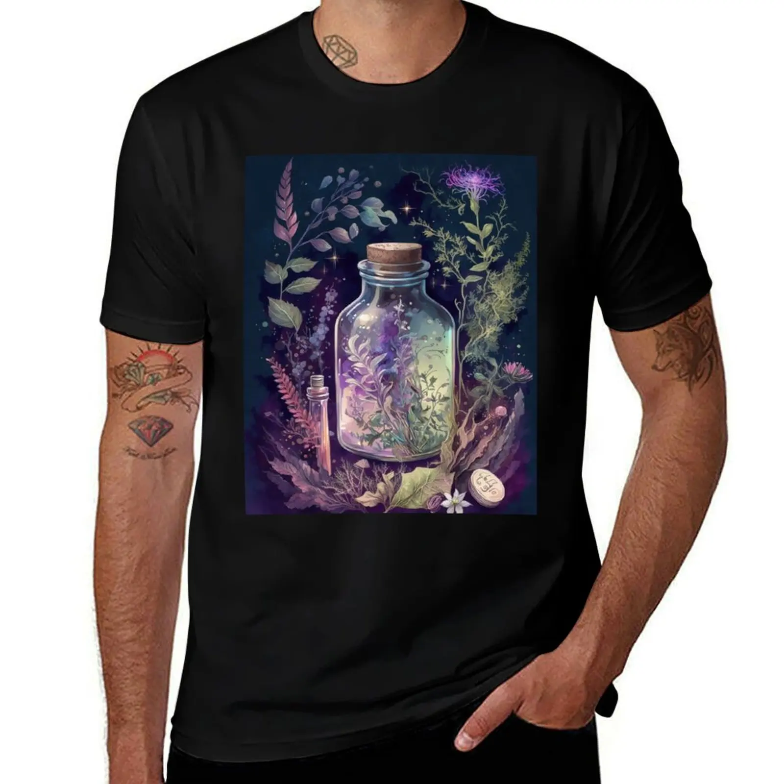 

Witchy Pastel Goth Apothecary Potion Bottle T-Shirt man t shirt heavy cotton t shirts for man slim fit