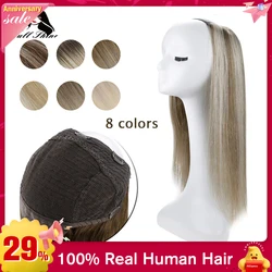Peluca media brillante con Clip en U, extensiones de cabello humano Remy de una pieza, pelo liso con parte en U, Color ombré