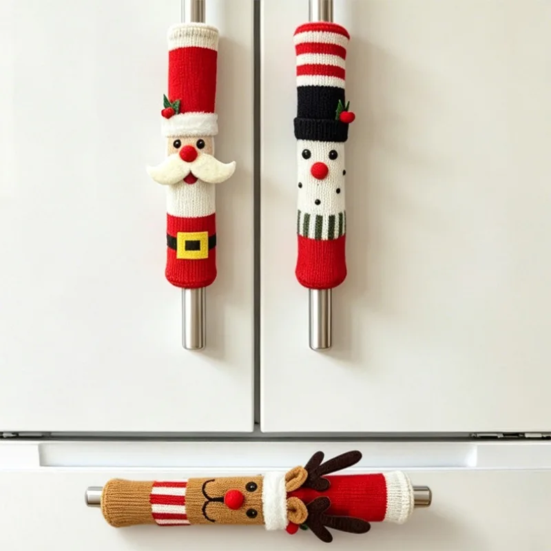 Christmas Refrigerator Handle Cover Sliding Door Protector Cold Proof Anti Static Glass Door Handle Decor Sleeve Home Gadget