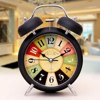 Silent Battery Operated Wake Up Vintage Quartz Bedroom Nightlight Design Analog Non Ticking Alarm Clock Bedside  Twin Bell WF925