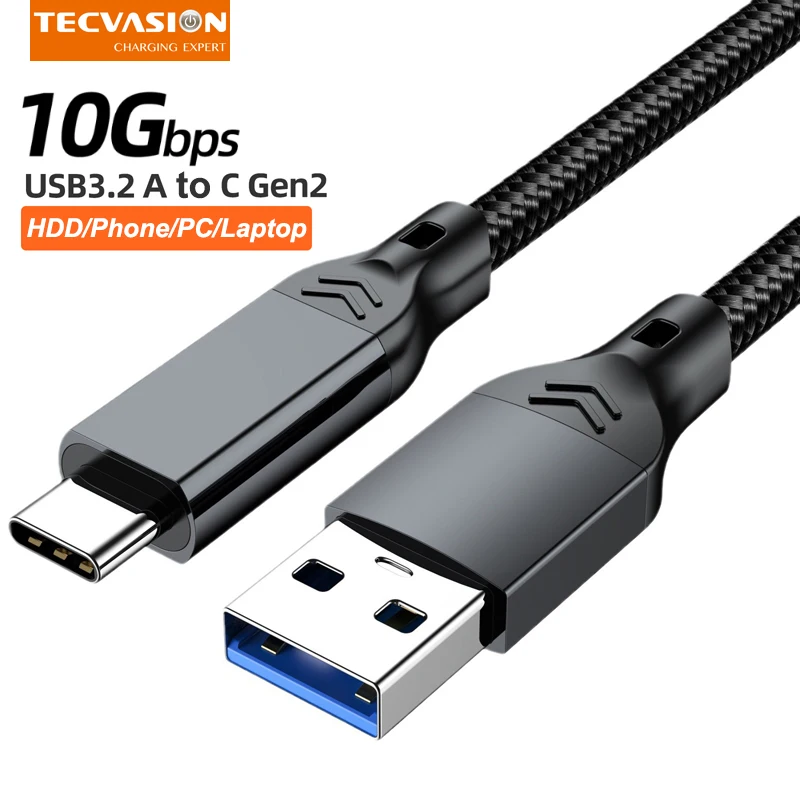 USB3.2 C To A 10Gbps Cable Transmit Speed Data Cable for Hard Disk NVM Type C Cable 3A 60W Fast Charging for iPhone 15 16