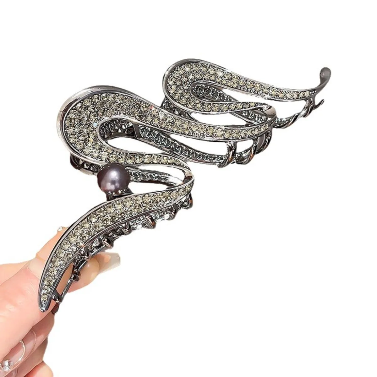 مشبك مخلب كبير من حجر الراين، إكسسوار شعر عصري، عقد آمن لظهر الرأس، تصميم فاخر للنساء