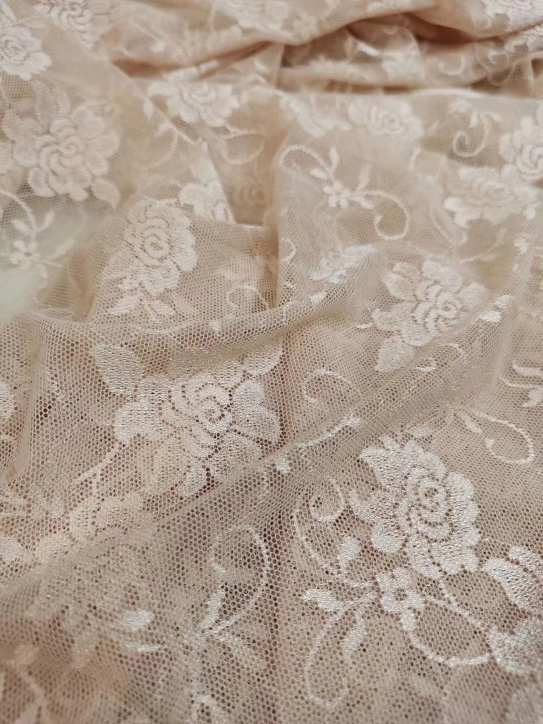 Fabric Wide 145cmx100cm Pink Elastic Lace Transparent Cutout Flower Embroidery DIY Base Shirt Dress No Pilling Snagging Clothing