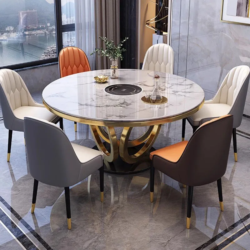 Nordic Style Dining Table Black Modern Luxury Home Kitchen Dining Table Round Minimalist Mesa De Comedor Garden Furniture Sets