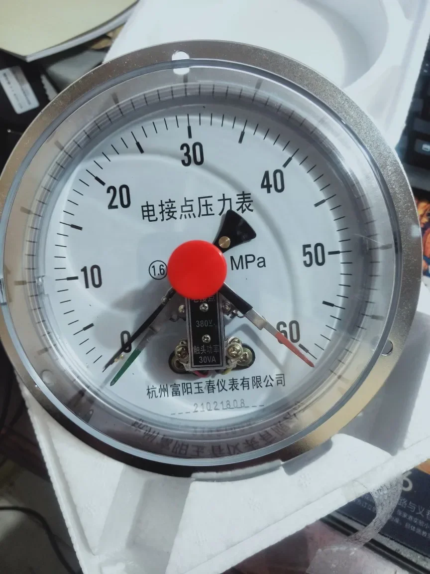 YXC150ZT axial band edge magnetic assisted electric contact pressure gauge 2.5/1.6/40/60mpa