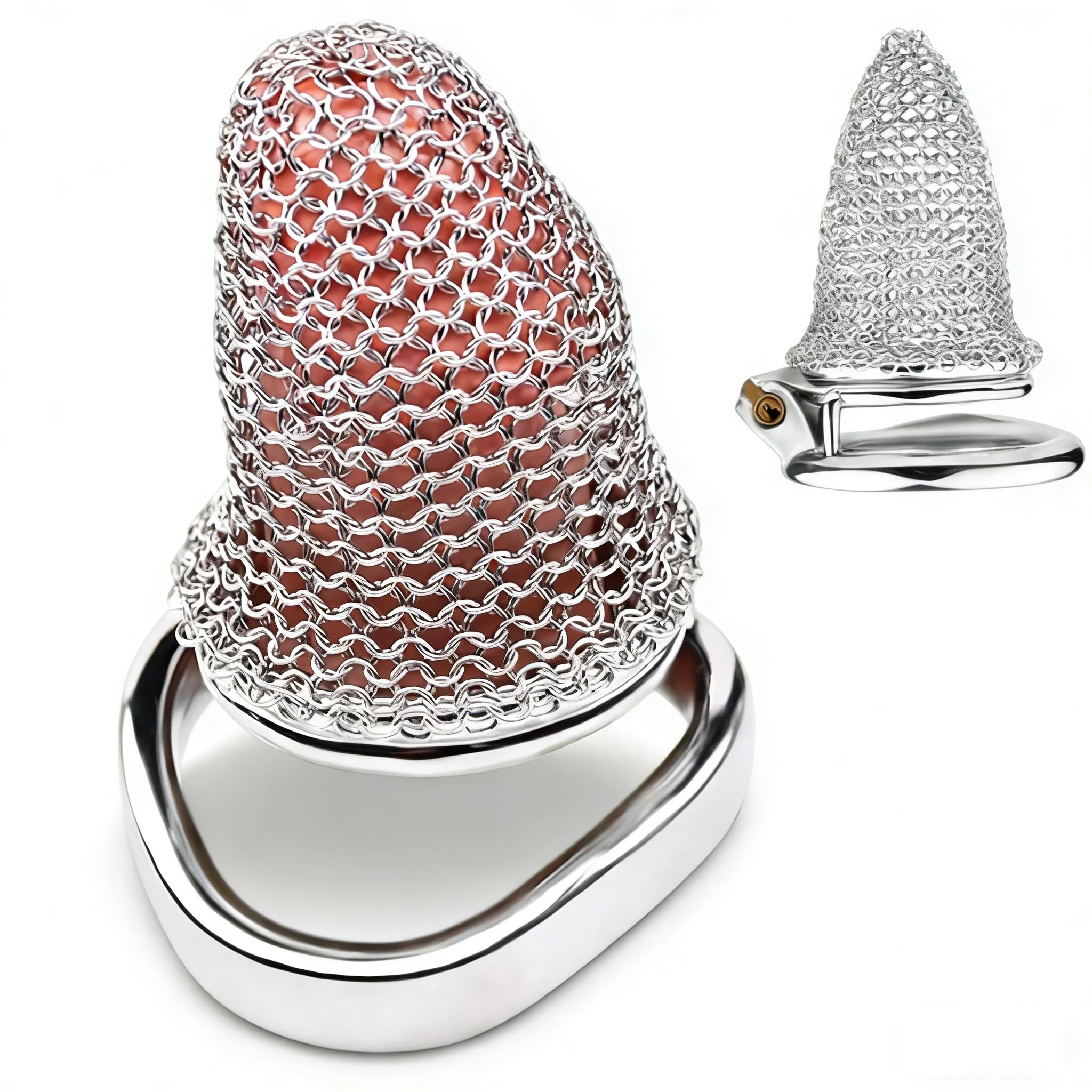 FRKO Soft Mesh Ventilate Chastity Cage Steel Lockcock Cage  Penis Abstinence Restrain Device BDSM Adult Sex Toy For Men Gays