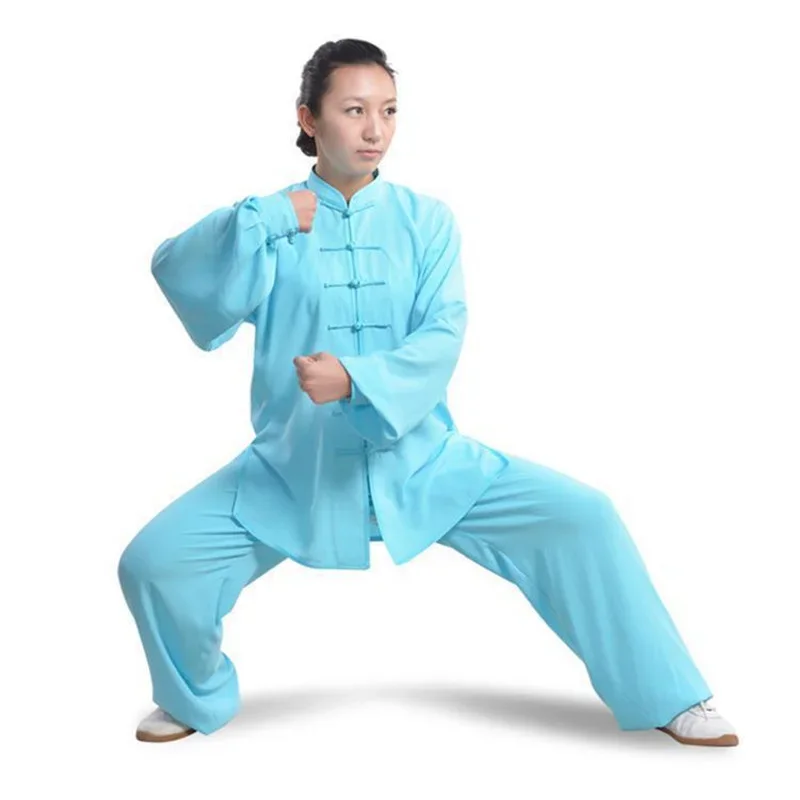 Outdoor Men Women Taichi Sets Spring Summer Cotton Silk Wushu Taiji Exercise Clothing Male Female Running Trainging Kungfu Suit