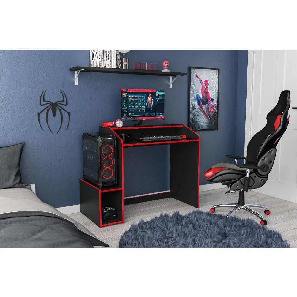 

Trendy and Cool Laptop Desk Computer Gaming Desk with Storage Desks Offices Built-in Storage for Gaming Components Free Delivery