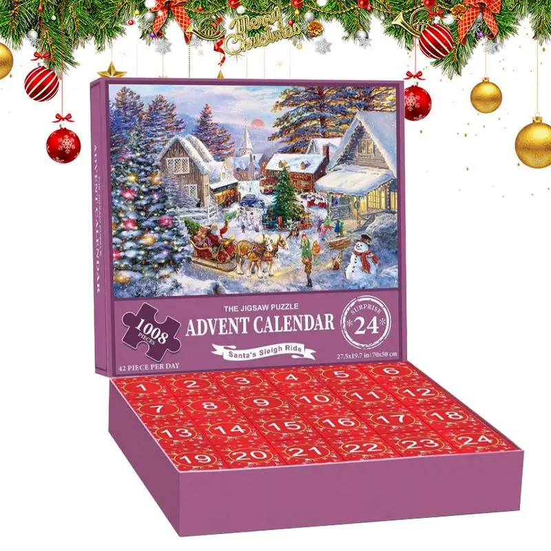 Christmas Countdown Puzzle 24 Boxes Puzzles For Adults And Kids Christmas Puzzle Advent Calendar Christmas Countdown Jigsaw