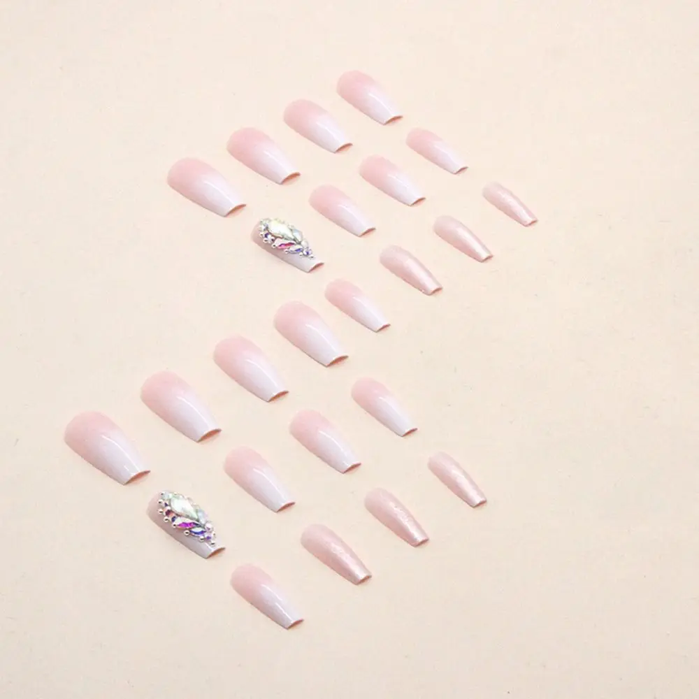 24 pezzi manicure fai da te stampa sulle unghie lunghe unghie finte in cristallo francese ballerina