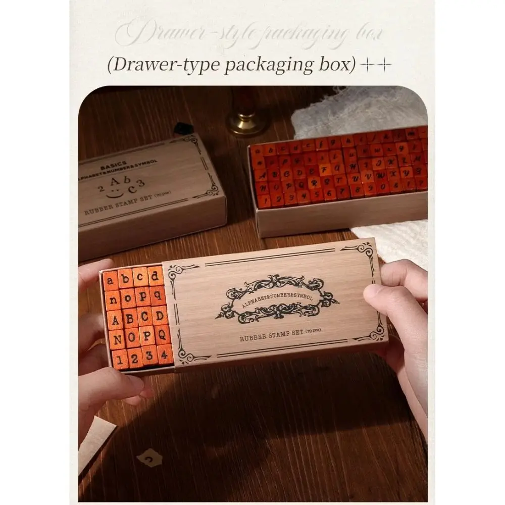 70 Buah Set Stempel Karet Kayu Gagang Kayu Ukuran Standar Set Stempel Nomor Stempel Karet Kerajinan Stempel Segel Standar Tahan Lama